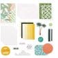 Contents of the Creative Memories Tropic Time Card Kit including envelopes, card bases and precut pieces and phrases such as "Have a Wild Birthday"