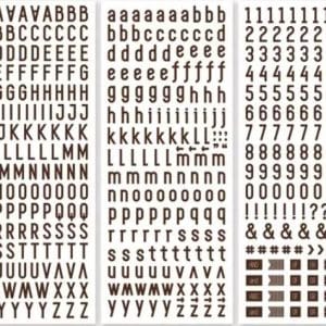 Brown Sans Serif ABC/123 Letter Stickers